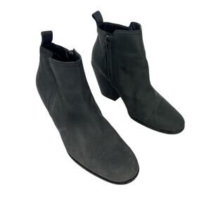 Cole Haan Grand Os ankle boots charcoal gray suede leather zip chunky heel 8